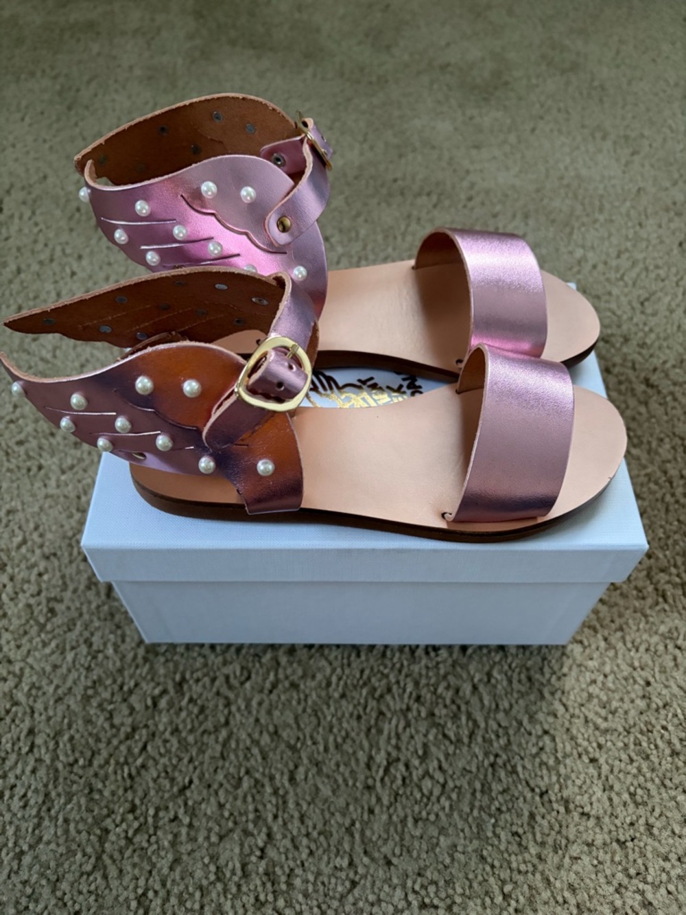 Ancient Greek Sandals Ikaria metallic pink size 32